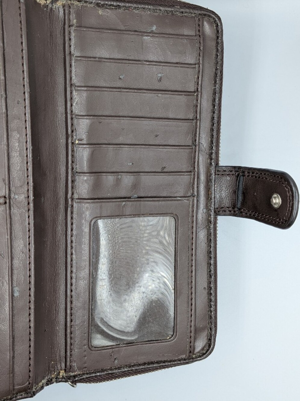Coach Signature C Jacquard Canvas Patent Leather Zip Around Folding Wallet Dark - Picture 11 of 16